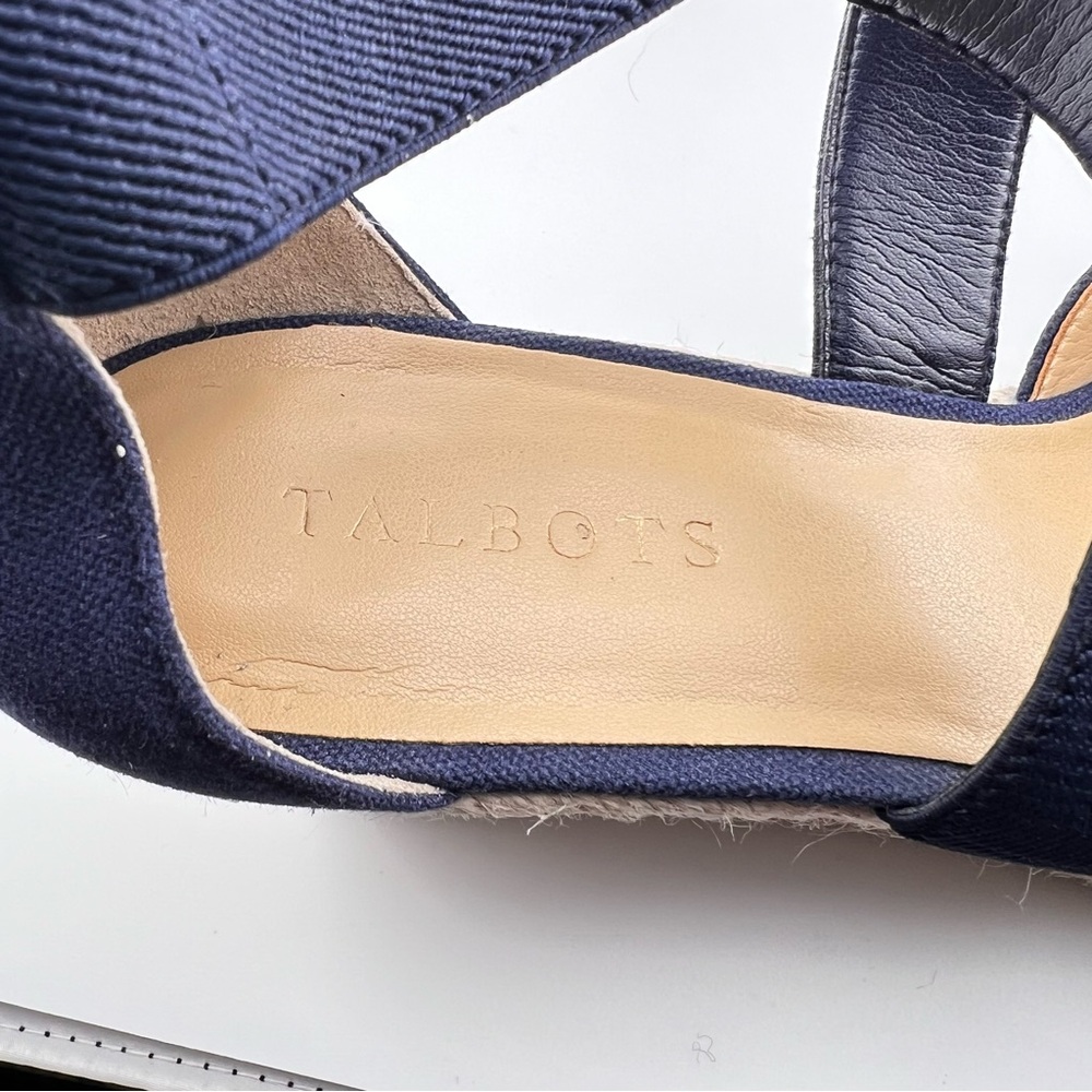 Talbots Lyndsay D'Orsay Espadrille Wedge Shoes 9.5 Blue Canvas Coastal Preppy - Picture 8 of 10